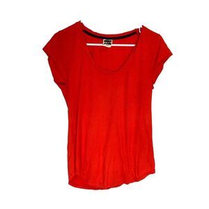 PACT Organic Cotton Modal Blend Orange Women's Casual V-neck Tee Medium